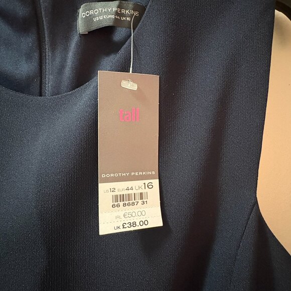 Dorothy Perkins Tall Navy Sheath Dress with Belt Detail - Picture 6 of 17